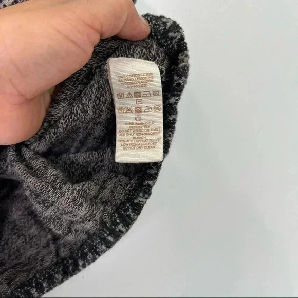 Free People Black Taupe‎ Cotton Knit Comfy Short Top Ruffle Sleeves size L - Picture 8 of 11